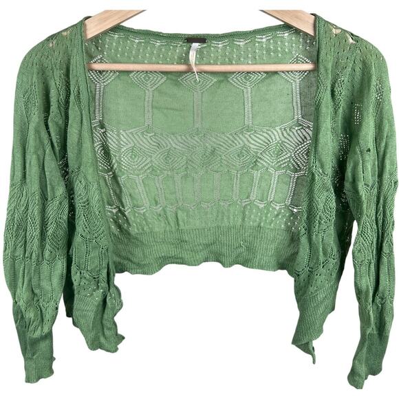 Free People Thin Green Cardigan Pullover Size medium *Minor hole* - Picture 1 of 7